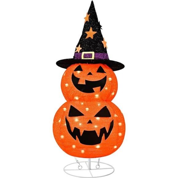 Light Up Led Paper Pumpkin Lantern Adult Orange